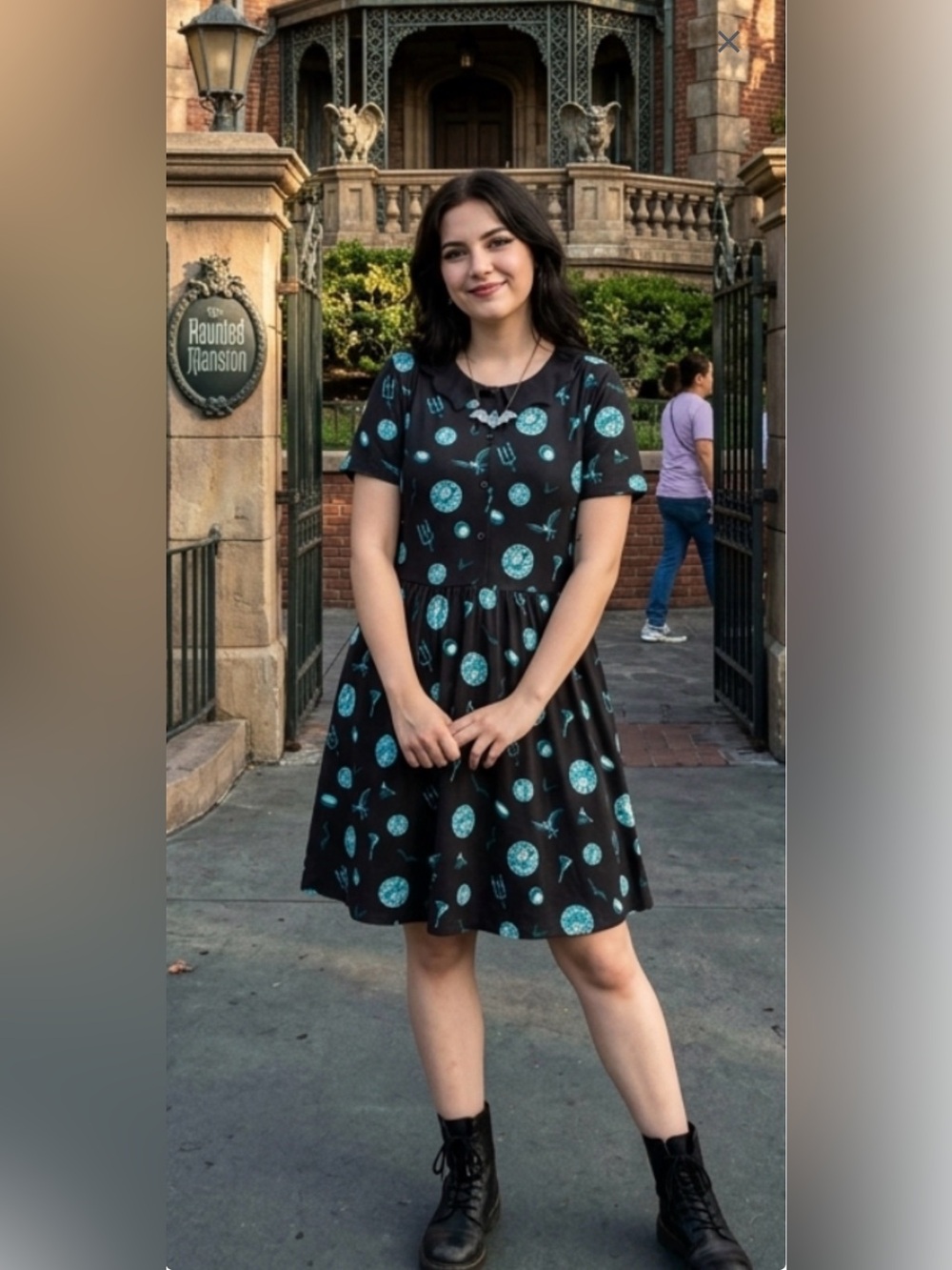 Cakeworthy Disney The Haunted Mansion Madame print Leota Bat Collar Dress NWT XL